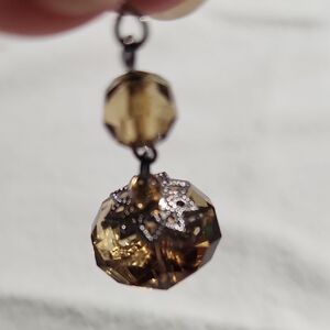 Chic Crystal Drop Earrings in Brown